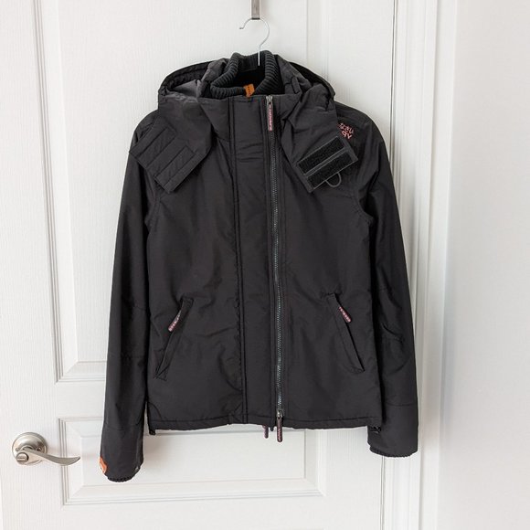Superdry Windcheater Jacket Dark Grey/Pink Size S - Picture 1 of 7